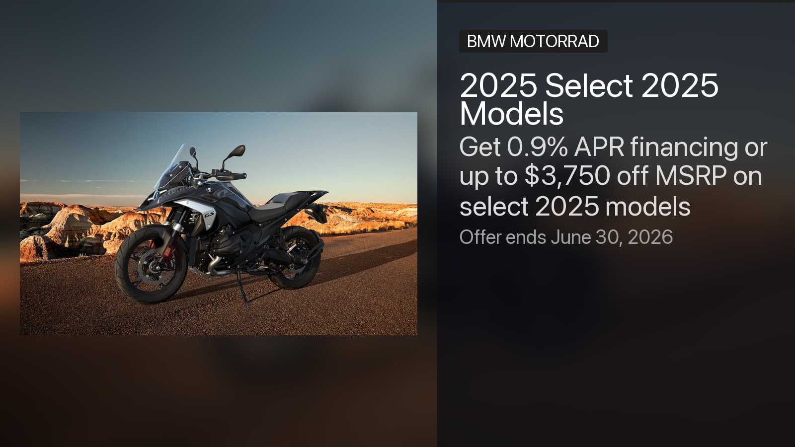 BMW Select 2025 Models — 0.9% APR or up to $3,750 off MSRP